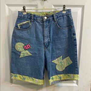 Vintage High Waist 80s Software Tropical Denim Women’s Shorts Size 9 Waist 28